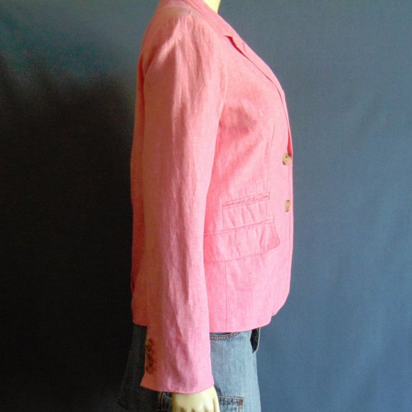 J.Crew Pink Linen Schoolboy Jacket 10 - Picture 6 of 9